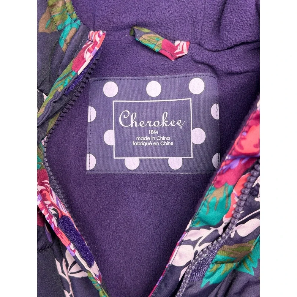 Cherokee Coat 18 Months Purple Floral Puffer Jacket